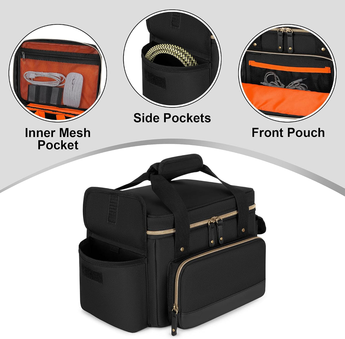 Damero DJ Cable File Bag with Detachable Dividers and Shoulder Strap