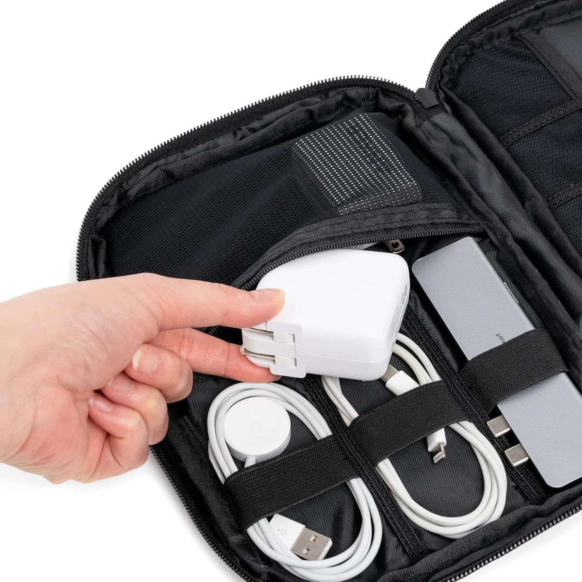 PAVILIA Travel Cord Organizer Case, Electronics Organizer Bag, Black