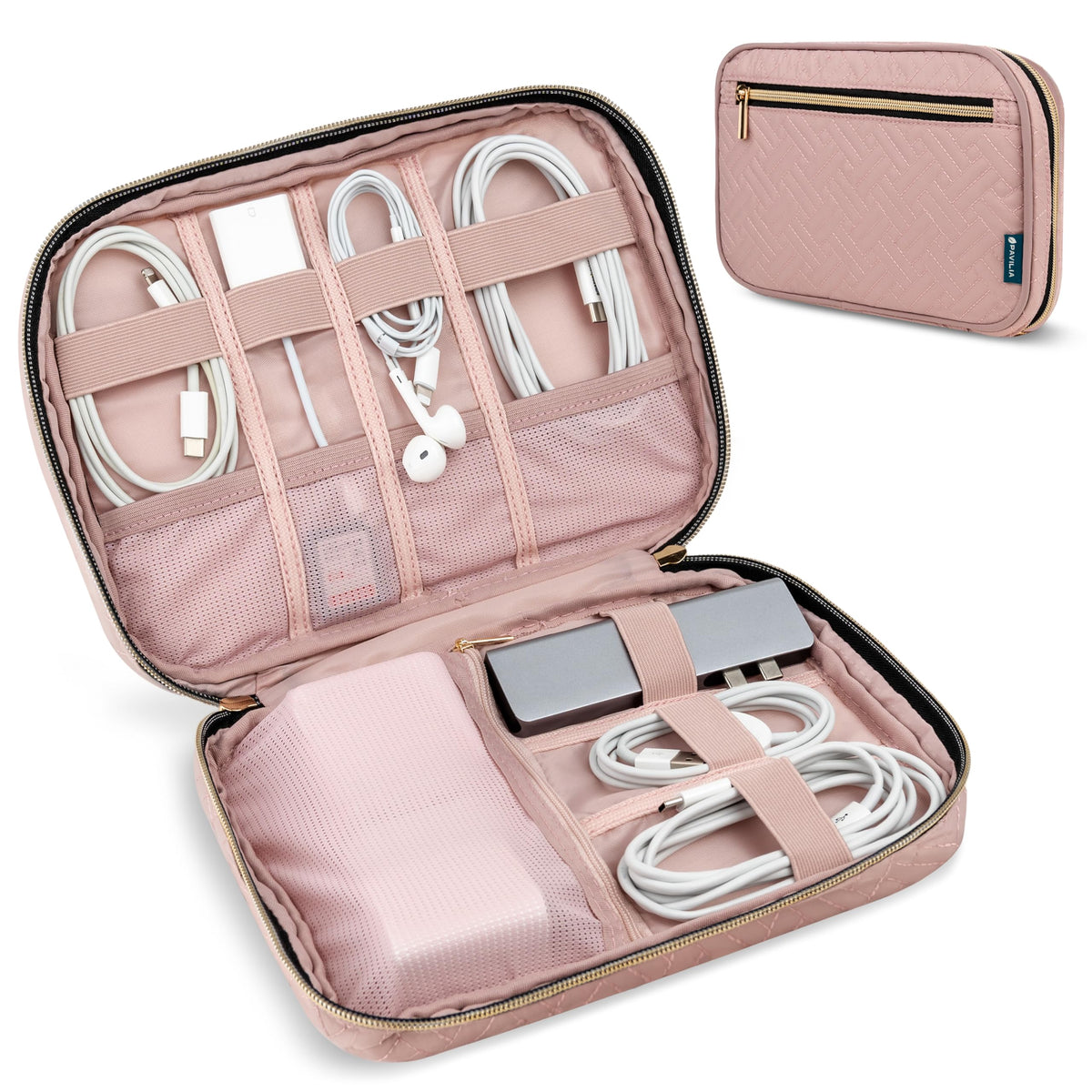 PAVILIA Travel Cord Organizer Case, Electronics Organizer Bag, Black