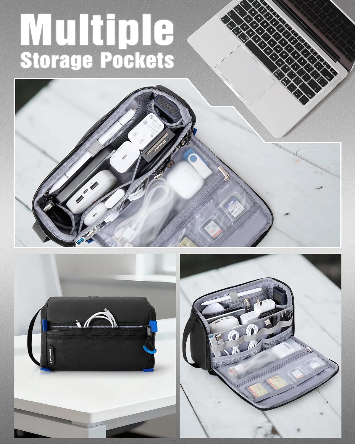 Smasrob Electronics Organizer Travel Case, Tech Bag Charger Pouch, Black