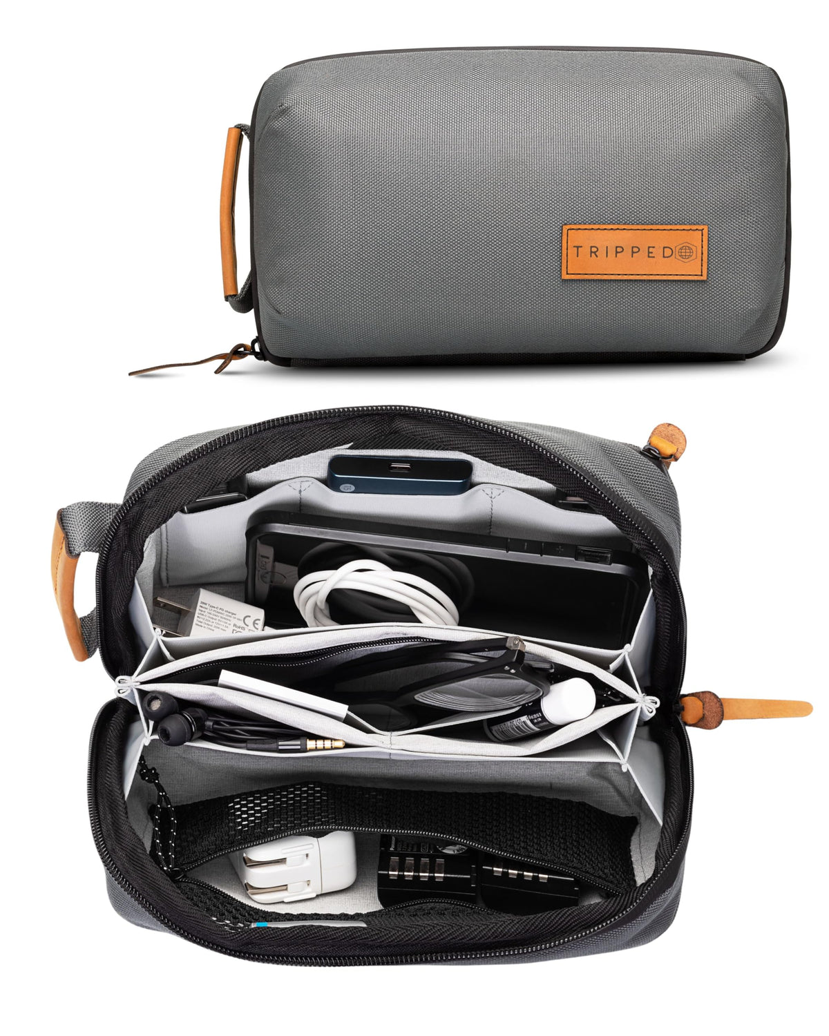 TRIPPED Travel Gear Tech Organizer Pouch for Accessories and Cables