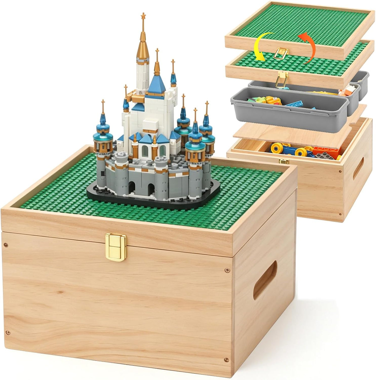 Heavy-Duty Clear Multi-Grid Building Block Storage Boxes