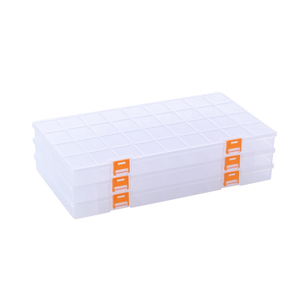 3 Pack 36 Grids Clear Plastic Storage Box with Dividers