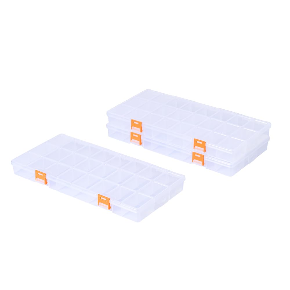3 Pack 36 Grids Clear Plastic Storage Box with Dividers