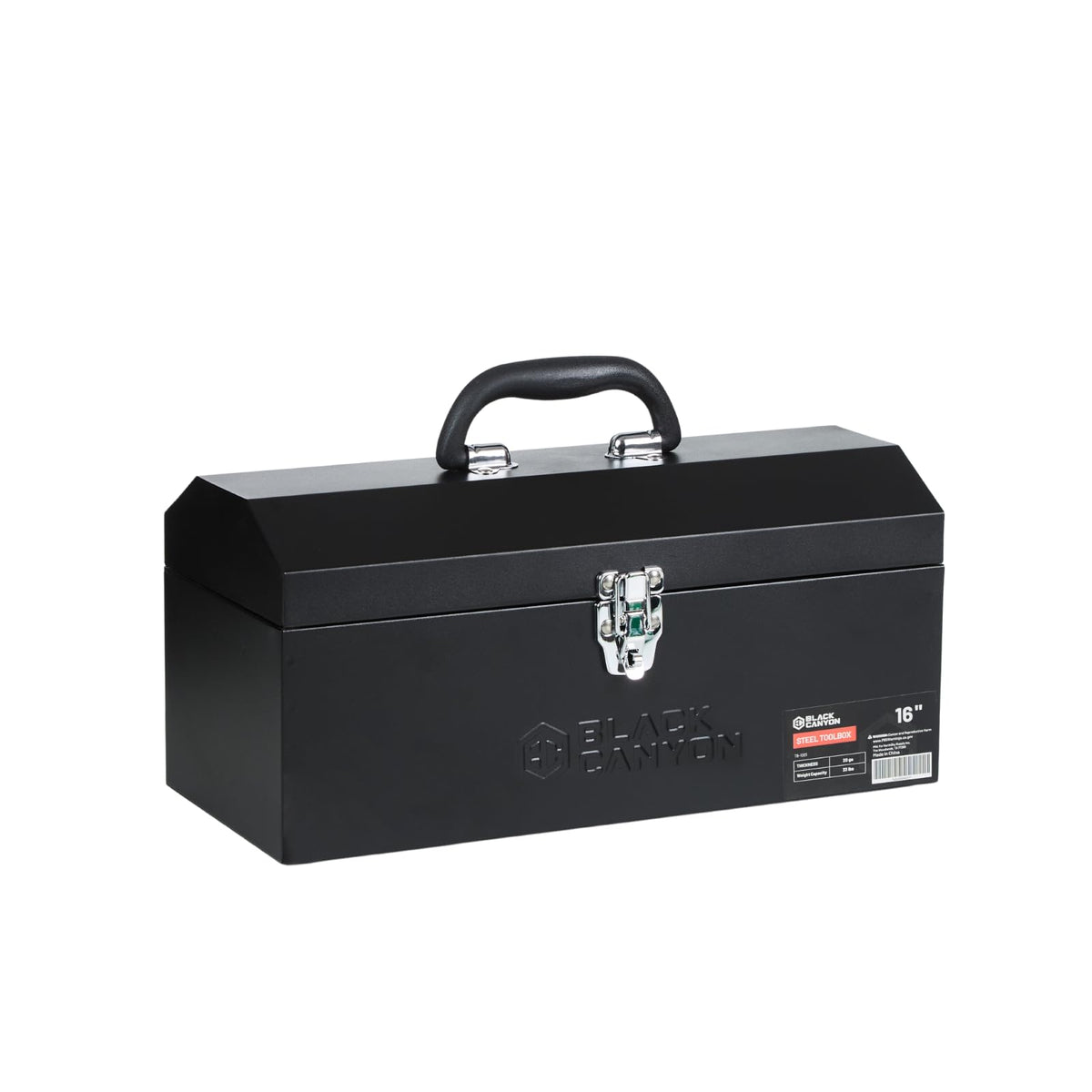 Black Canyon Tool Box - 19 Inch Plastic Dual-Layer Design, 44 lbs Load Capacity Portable Tool Box, Ergonomic Handle, Stackable & Top-Lid Storage, Perfect for DIY, Workshop & Job Site Organization