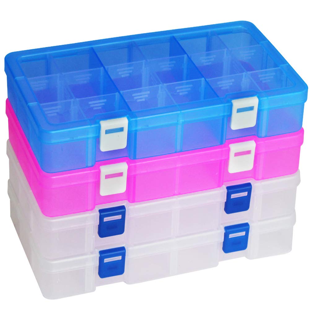 DUOFIRE Plastic Organizer Storage Box, Adjustable Divider 18 Grids, 2 Pack