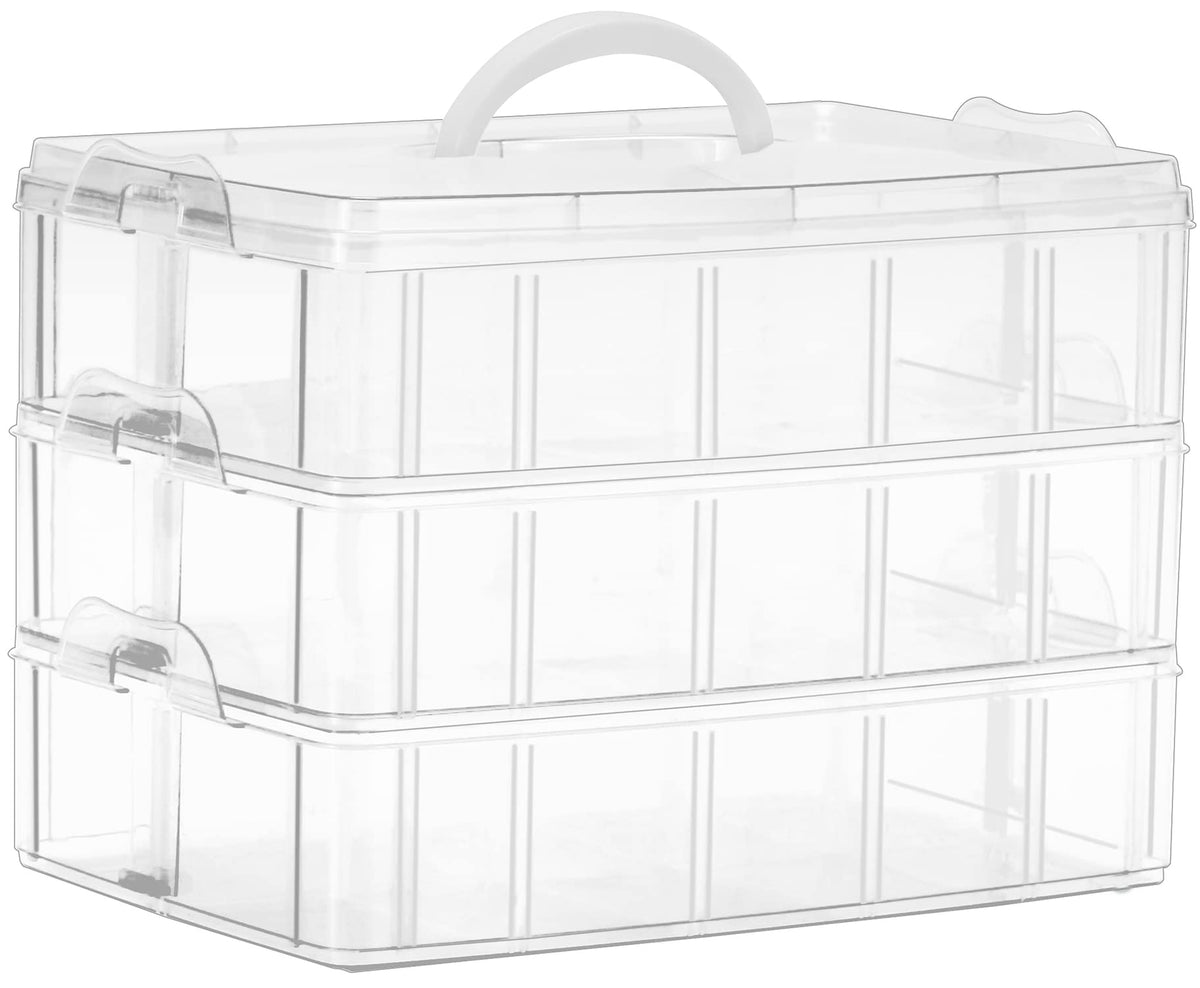 Sooyee 6 Tier Stackable Craft Organizers and Storage Box, Clear