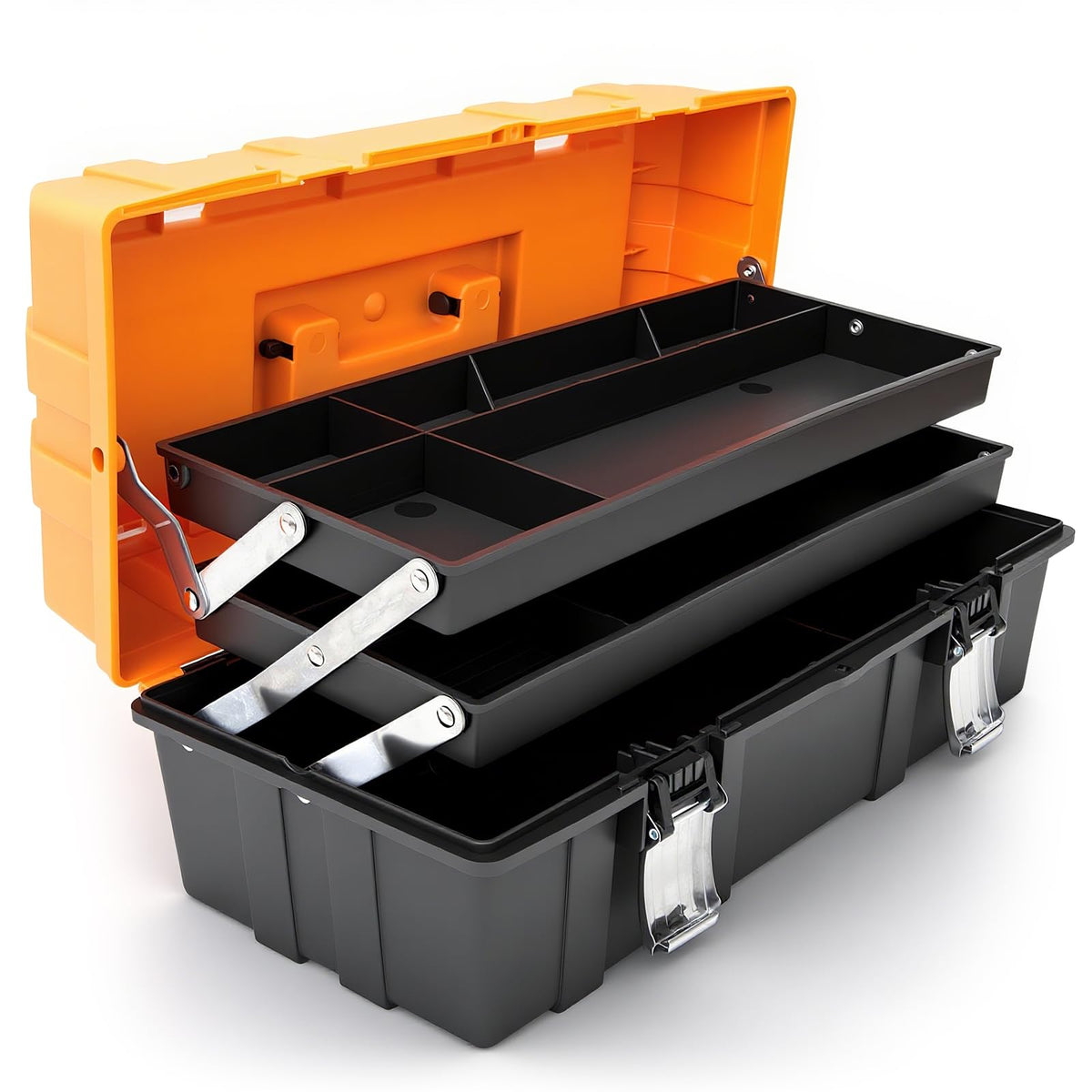 Torin AG421B Hardware & Parts Organizers: 4 Piece Versatile And Durable Storage Toolbox for Bolts, Screws, Nails, Nuts and Small Hardware, Black/Orange