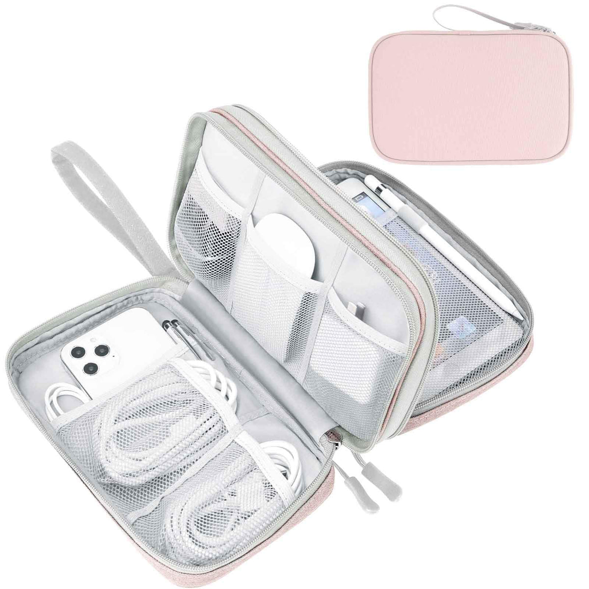 FYY Electronic Organizer, Travel Tech Pouch Bag, Large, Pink