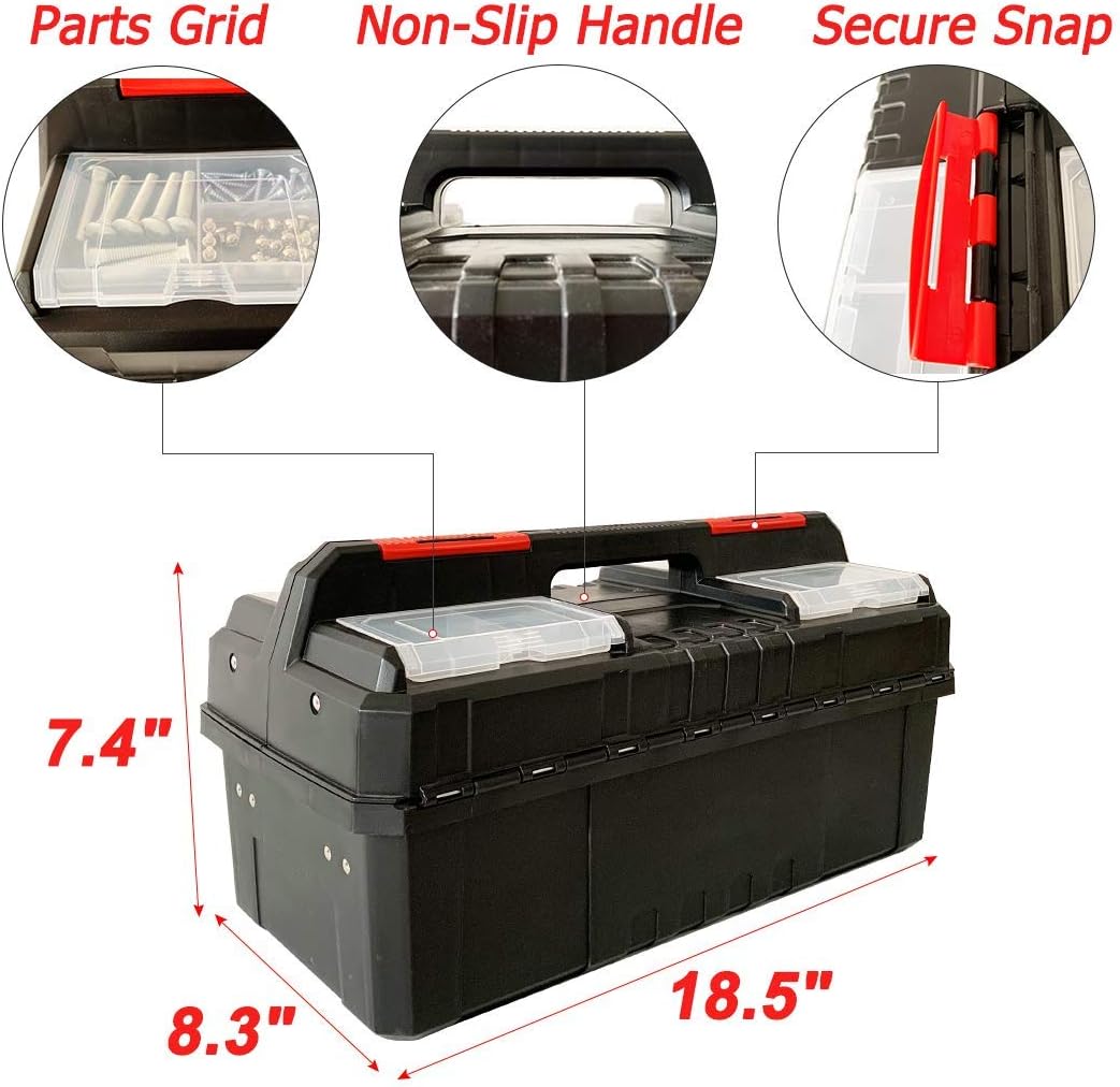 WEWLINE Tool Box Organizer 18.5" Tool Storage with Adjustable Compartment Portable Toolbox with Handle Perfect for Home Office Garge