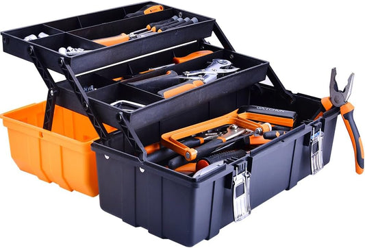 16-Inch Three-Layer Plastic Storage Box/Tool Box/Sewing Box Organizer, Multipurpose Organizer and Portable Handled Storage Case for Art Craft and Cosmetic