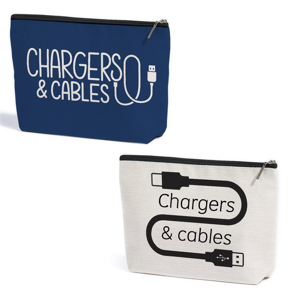2Pcs Cables Chargers Makeup Bag Travel Essentials Cosmetic Bags for Women