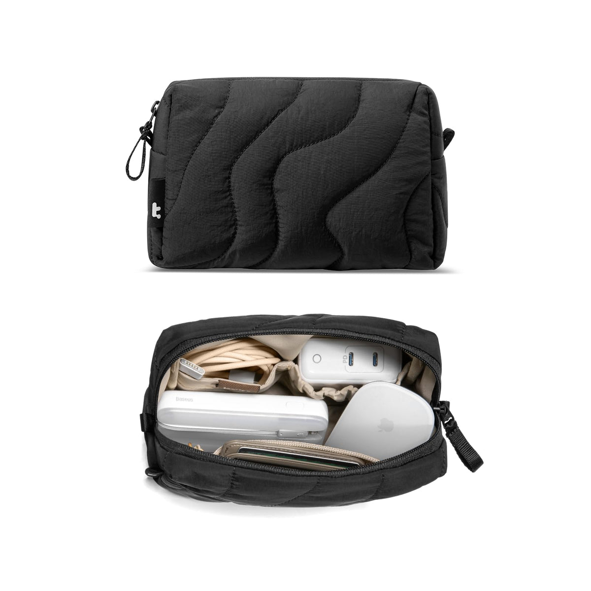 tomtoc Electronics Organizer Travel Case, Soft Puffy Accessory Tech Case