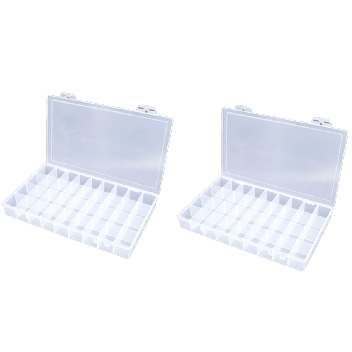 3PCS 36 Grids Large Plastic Organizer Box with Dividers, Compartment Organizer Box for Nail Accessories/Screw/Sewing Arts and Oil Paint, Bead Storage Containers 14.9 Inch x 9.2 Inch x 1.9 Inch (Clear)