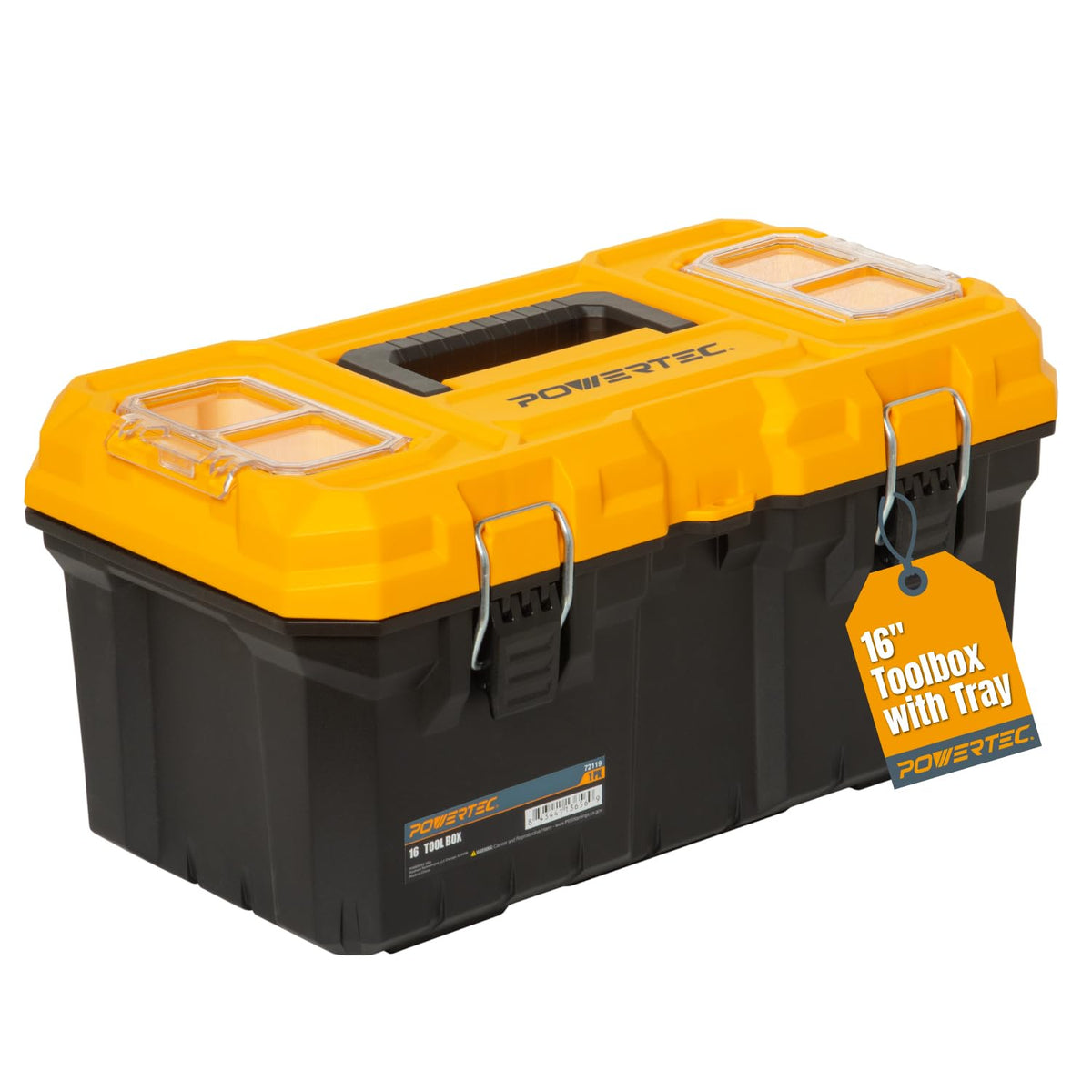 POWERTEC Stackable Tool Box Organizer with Removable Dividers - 17 Compartments, Interlocking, Portable Design, 2-Pack (72118-P2)