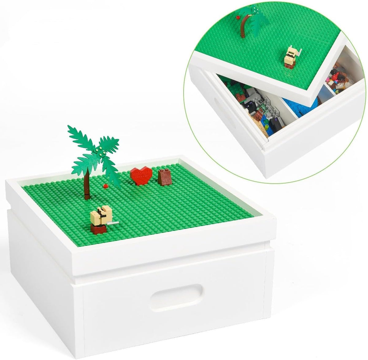 UTEX Buildable Cubby Storage with Baseplate Lid Compatible with Lego