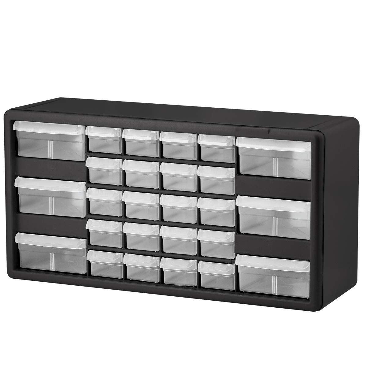 Akro-Mils 10764 Drawer Plastic Parts Storage Hardware and Craft Cabinet, 20-Inch W x 6-Inch D x 16-Inch H, Black