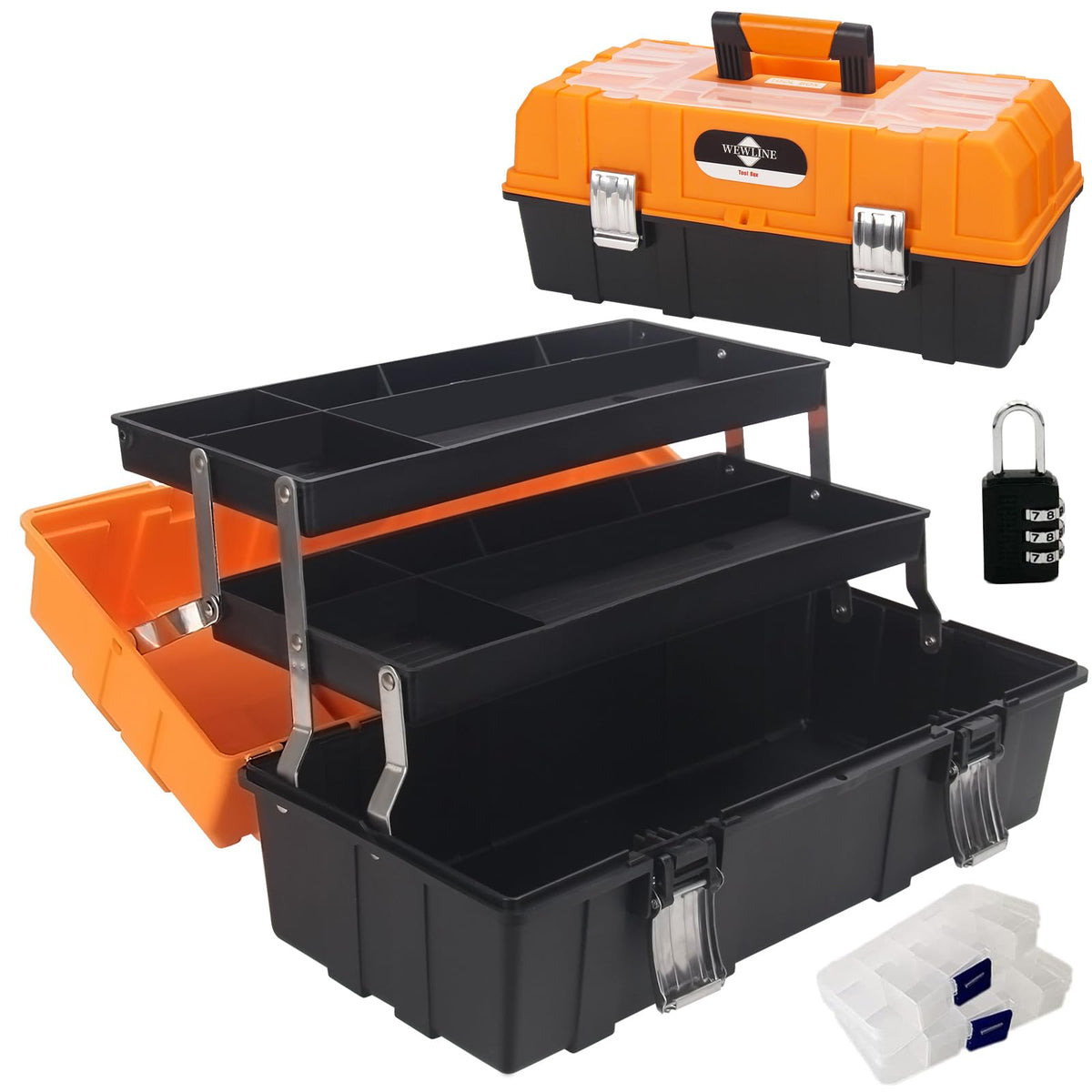 WEWLINE Tool Box Organizer 18.5" Tool Storage with Adjustable Compartment Portable Toolbox with Handle Perfect for Home Office Garge