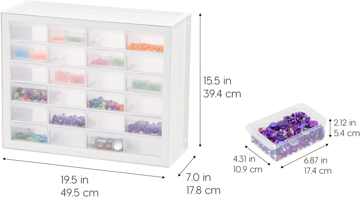 IRIS USA 24-Drawer Plastic Storage Cabinet, Teacher Toolbox, White