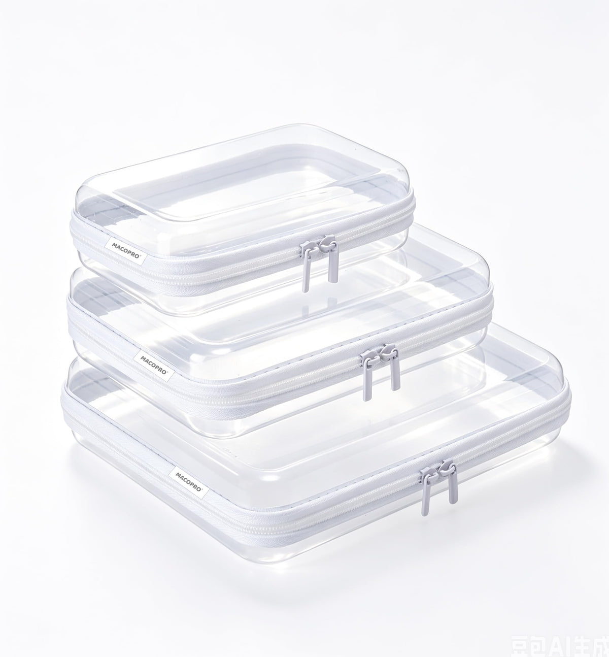 4PCS Large Clear Hard Shell Zipper Case, Makeup Organizer & Toy Storage Bag for Lego Bricks, Diaper Pouches, Cosmetic Bags, Transparent Pencil box, Puzzle Board Game, Portable Travel Toiletries