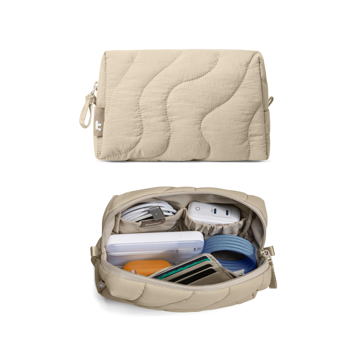 tomtoc Electronics Organizer Travel Case, Soft Puffy Accessory Tech Case