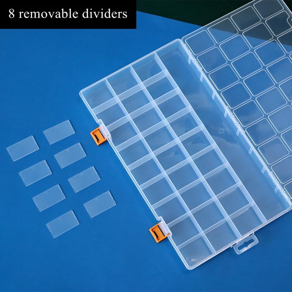 3 Pack 36 Grids Clear Plastic Storage Box with Dividers