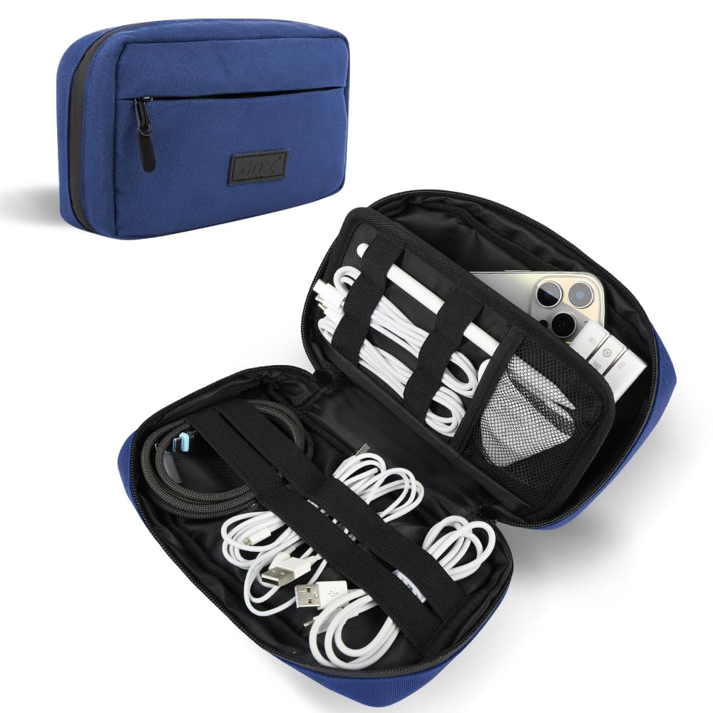 GOX Travel Cable Organizer Bag, Small Tech Pouch for Electronics, Black