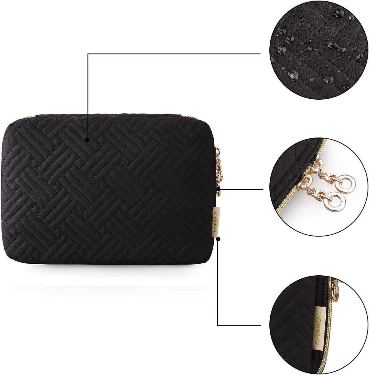 BAGSMART Large Electronics Travel Organizer Case for Wome, Polyester, Black