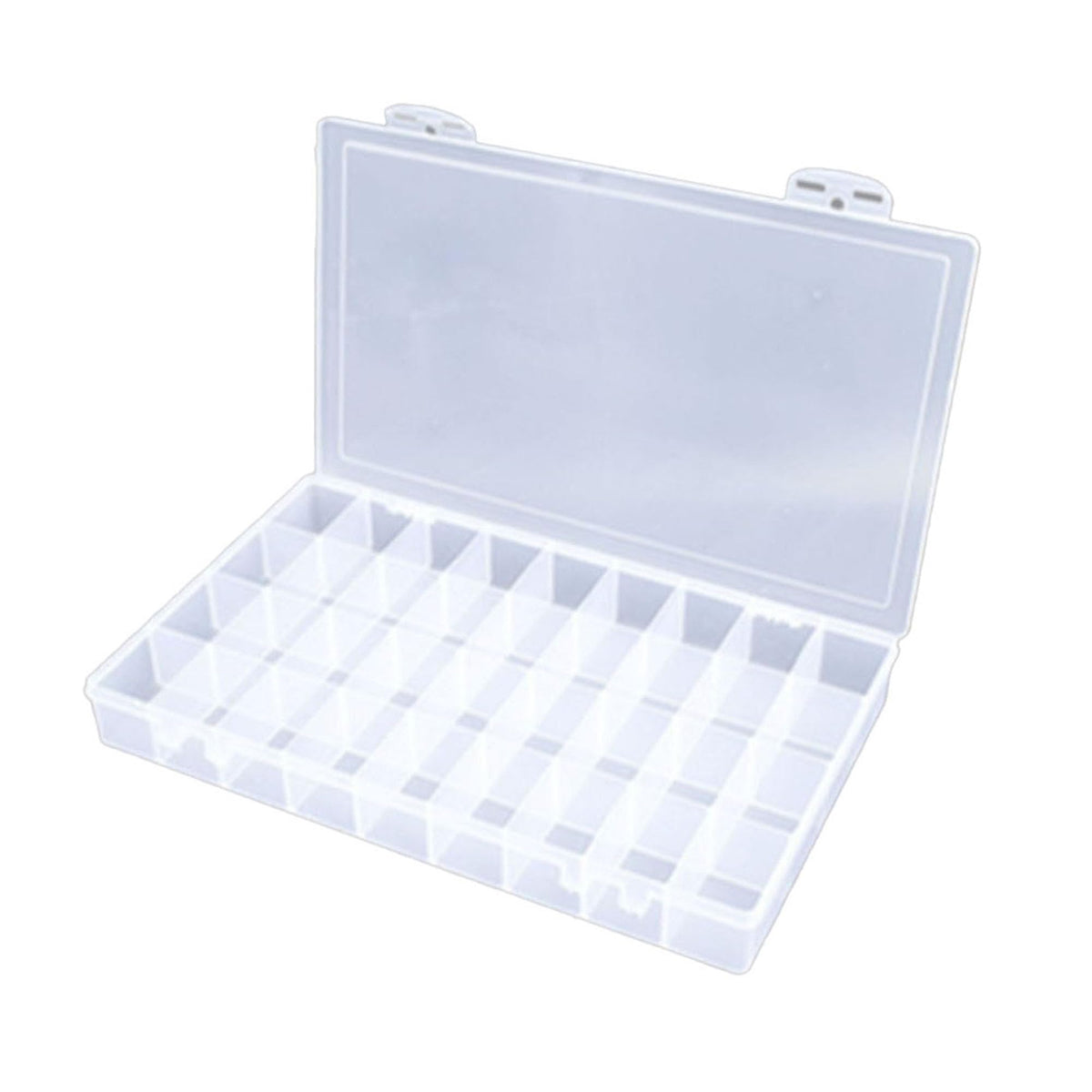 3PCS 36 Grids Large Plastic Organizer Box with Dividers, Compartment Organizer Box for Nail Accessories/Screw/Sewing Arts and Oil Paint, Bead Storage Containers 14.9 Inch x 9.2 Inch x 1.9 Inch (Clear)
