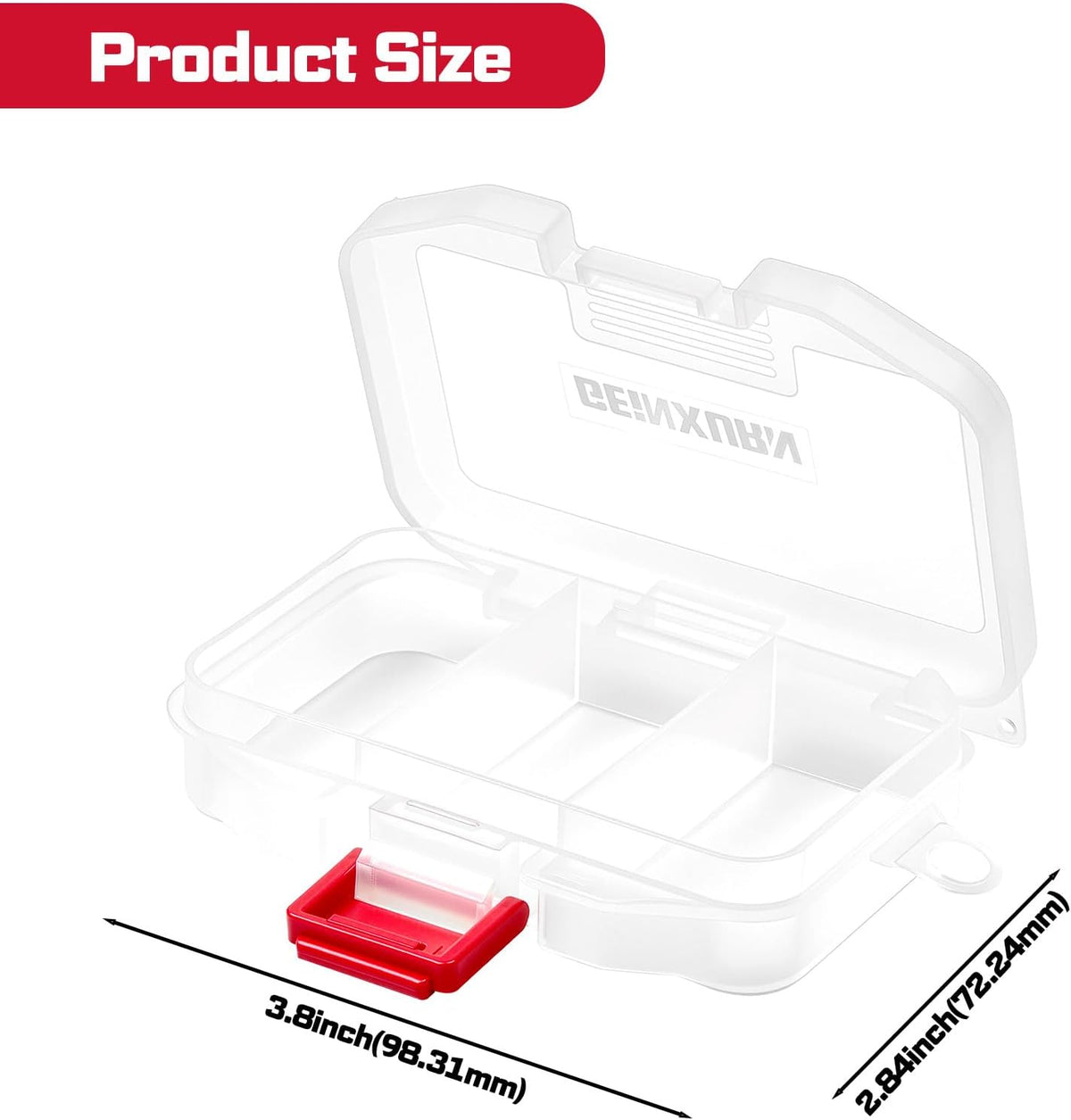 Geinxurn Small Parts Organizer, 4Pcs Plastic Transparent Portable Tools Boxes with Dividers for Small Accessories Storage Cases