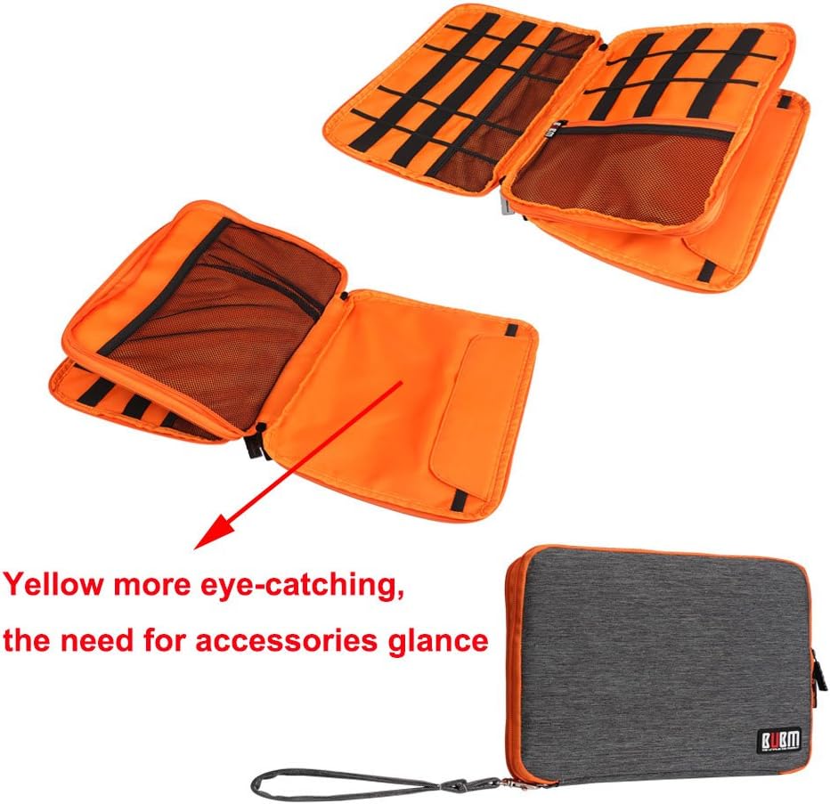 BUBM Travel USB Cables Gear Organizer Electronics Accessories Bag Universal Waterproof Large Double Layers Gadget Carry Storage Bag for iPad Mini Charger SD Memory Cards Flash Hard Drive