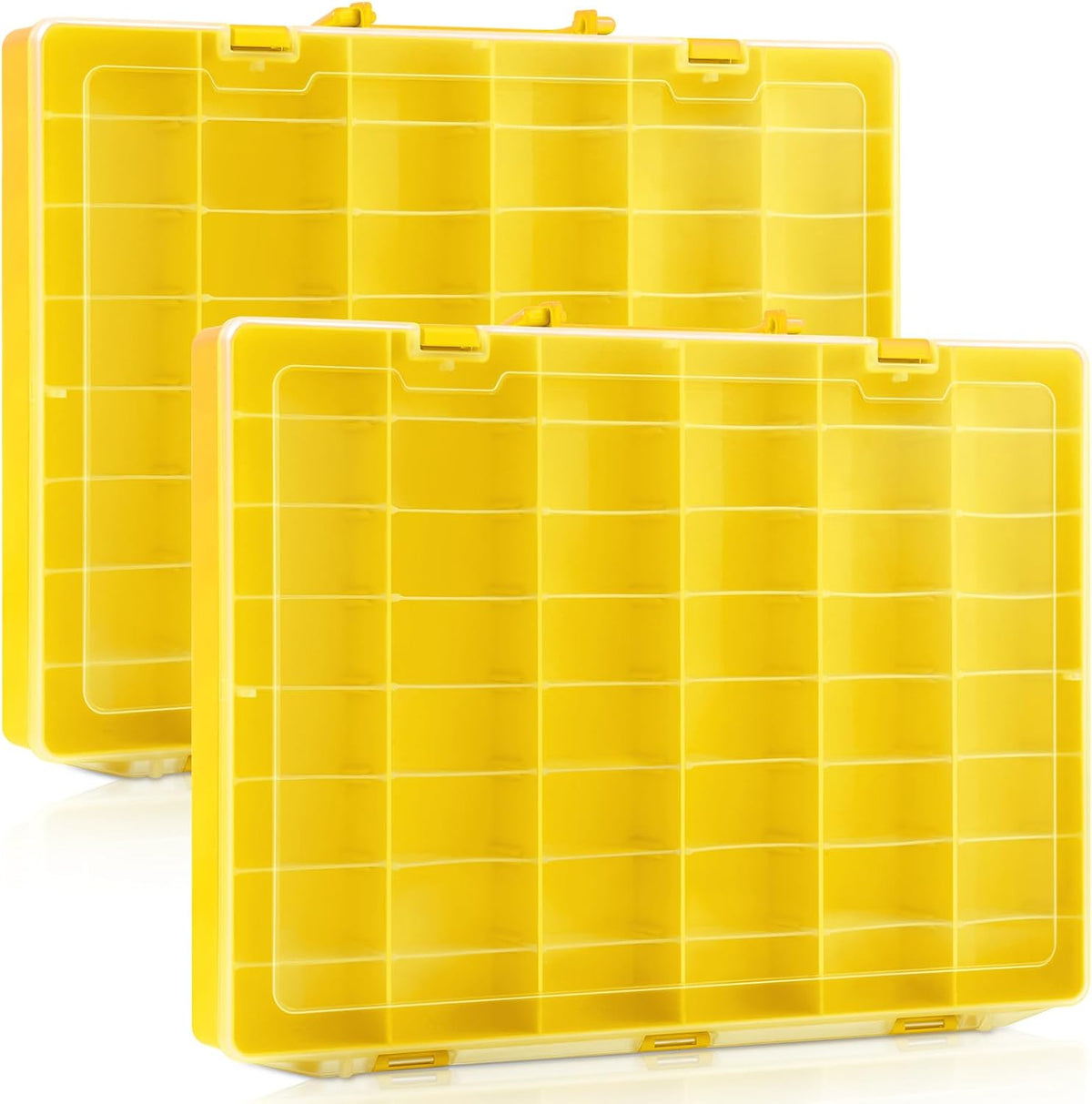 Juexica 2 Pcs 48 Grid Plastic Bead Storage Organizer Box, Yellow