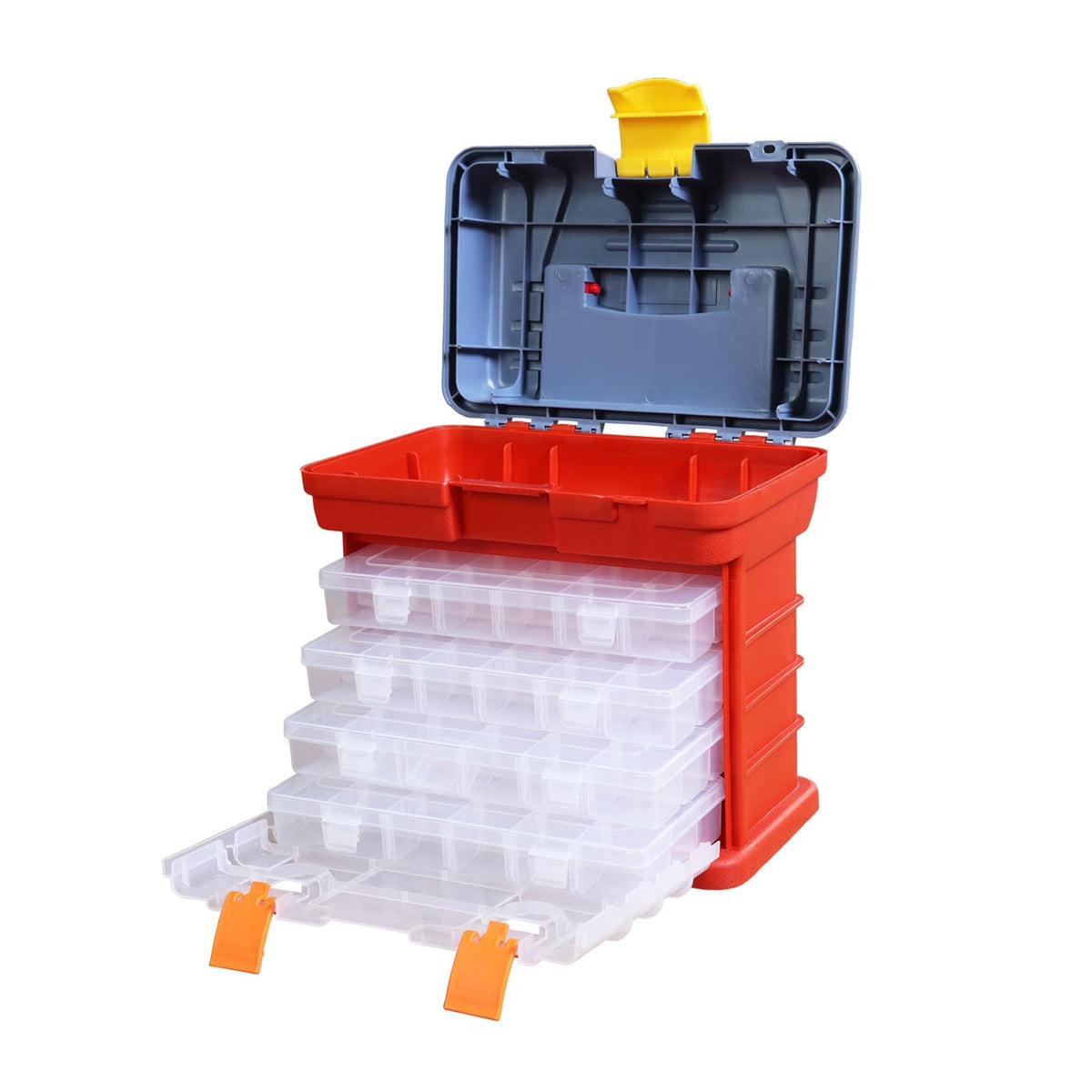 Torin AG421B Hardware & Parts Organizers: 4 Piece Versatile And Durable Storage Toolbox for Bolts, Screws, Nails, Nuts and Small Hardware, Black/Orange