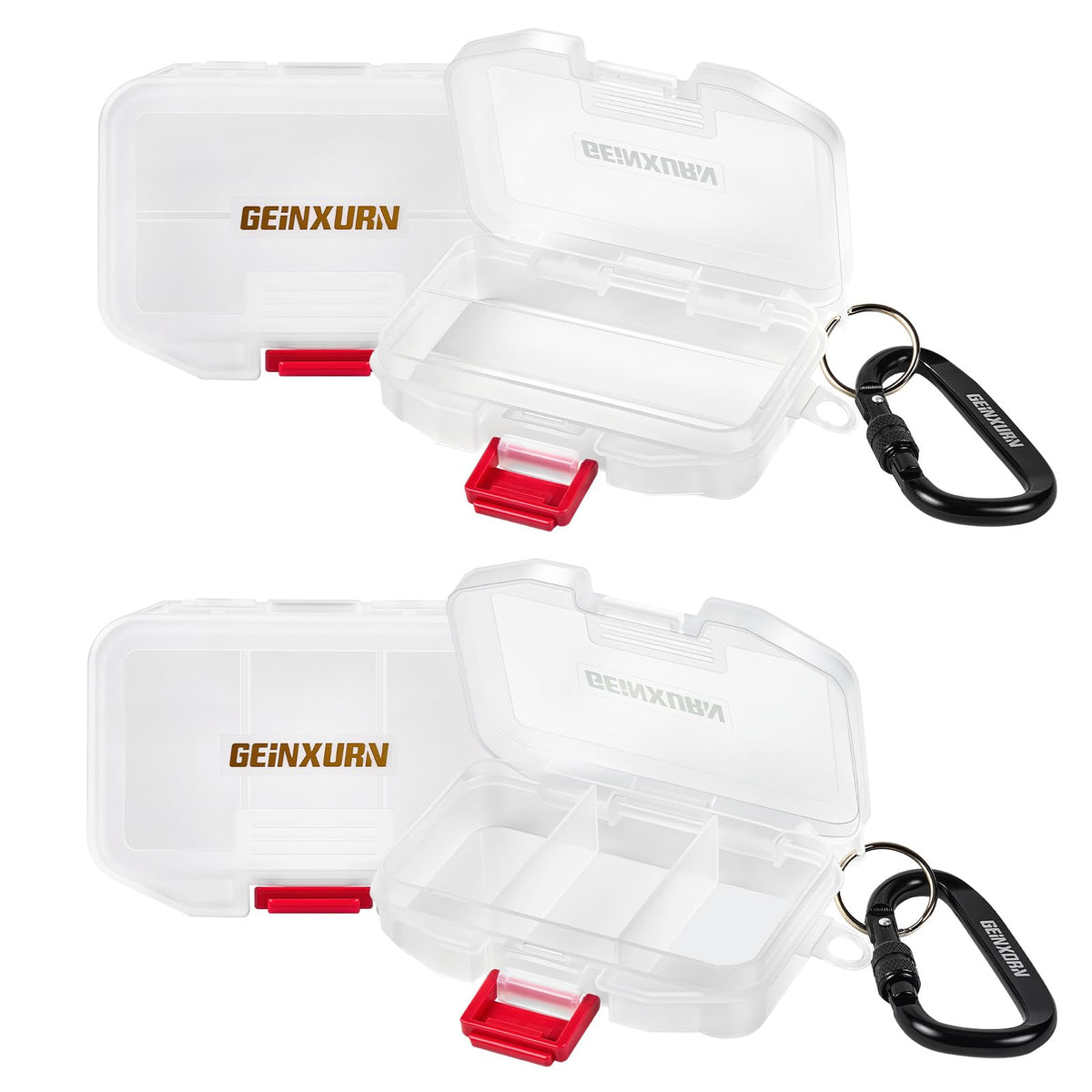 Geinxurn Small Flat Storage Parts Organizer, 2Pcs Red Portable Transparent Plastic Small Parts Tool Box with Removable Dividers, Screwdriver Bit Cases Storage(2 Pieces)