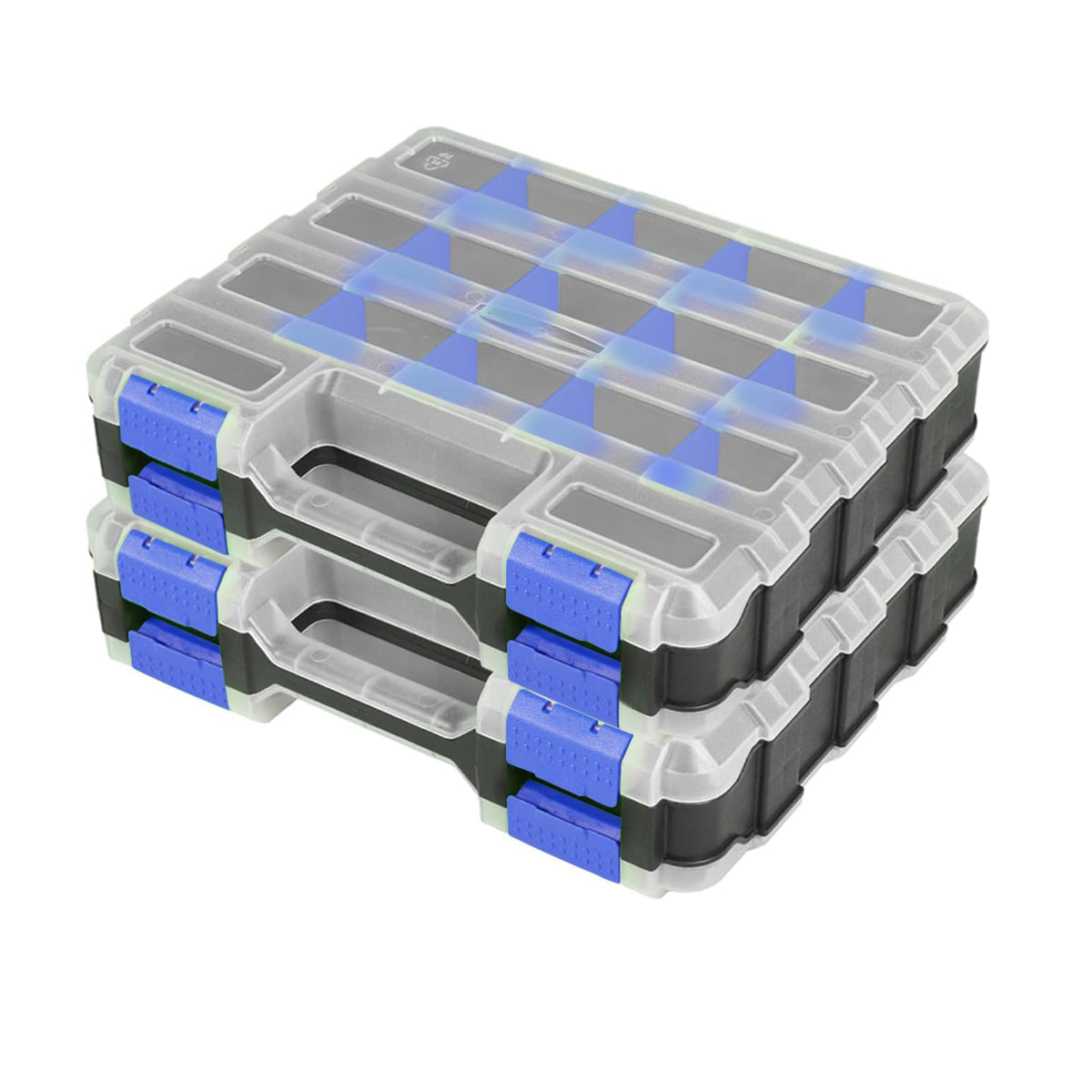 Tools Organizer Box Small Parts Storage Box 34-Compartment Double Side Hardware Organizers with Removable Plastic Dividers for Screws, Nuts, Nails, Bolts