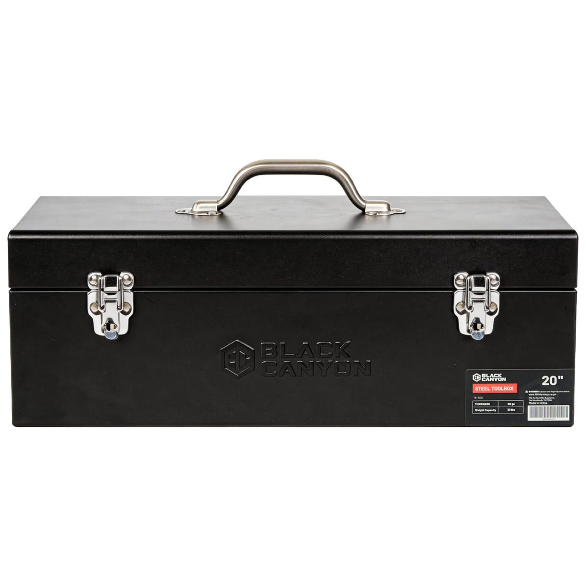 Black Canyon Tool Box - 19 Inch Plastic Dual-Layer Design, 44 lbs Load Capacity Portable Tool Box, Ergonomic Handle, Stackable & Top-Lid Storage, Perfect for DIY, Workshop & Job Site Organization