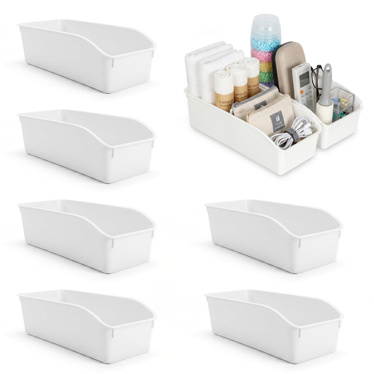Plastic Shelf Bins 8 Pack Open Top Tool Organizers for Garage (Gray)