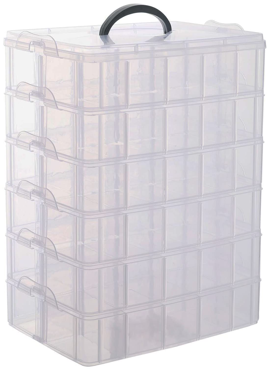 Sooyee 6 Tier Stackable Craft Organizers and Storage Box, Clear