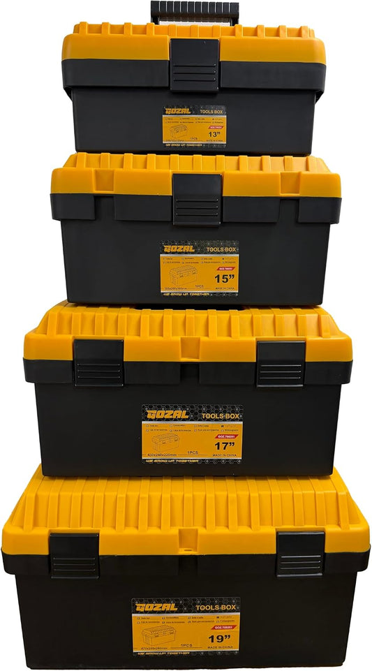 Tool Box Set of 4, Large Plastic Stackable Tool Boxes
