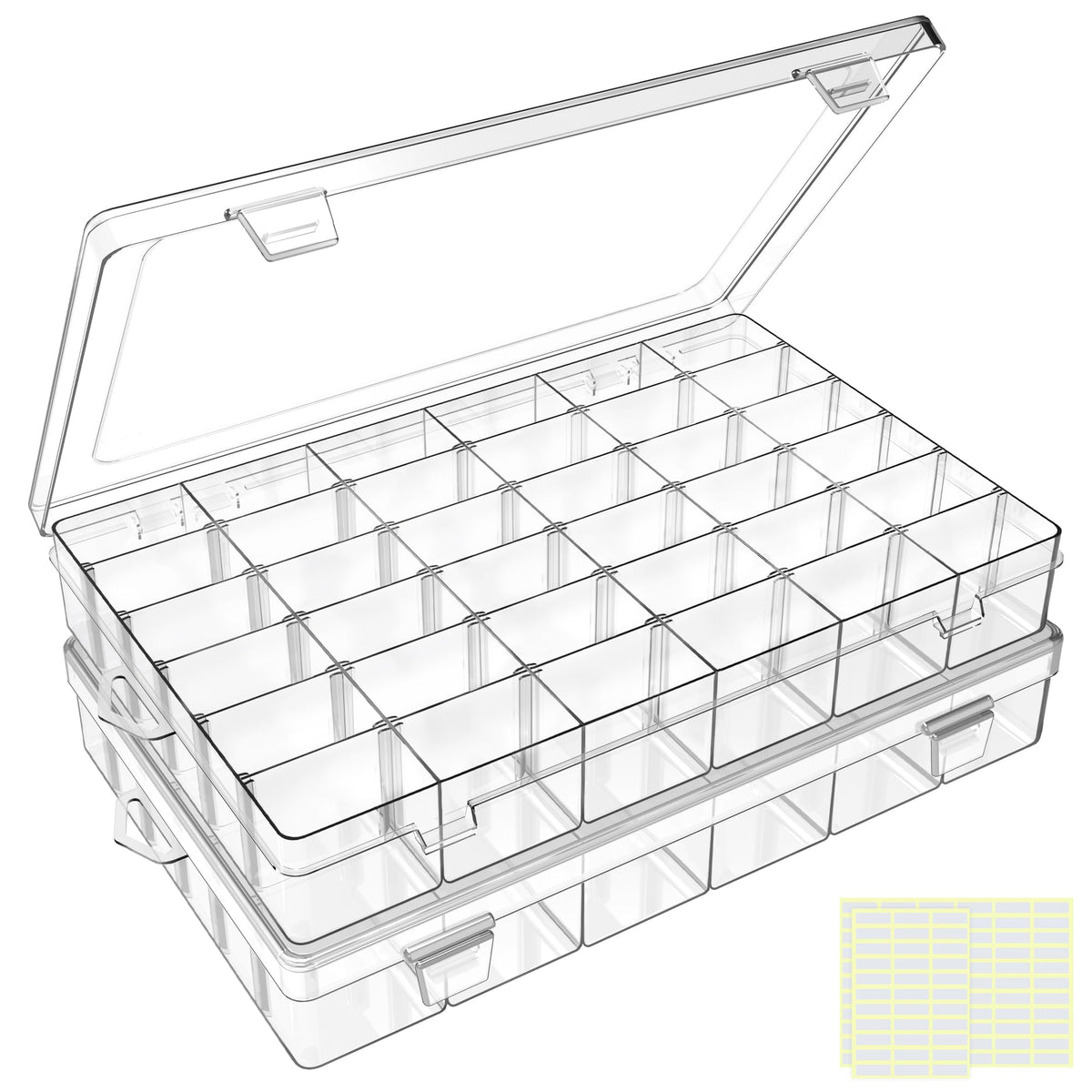 DILIBRA 5 Pack 36 Grids Large Plastic Organizer Box with Adjustable Divider