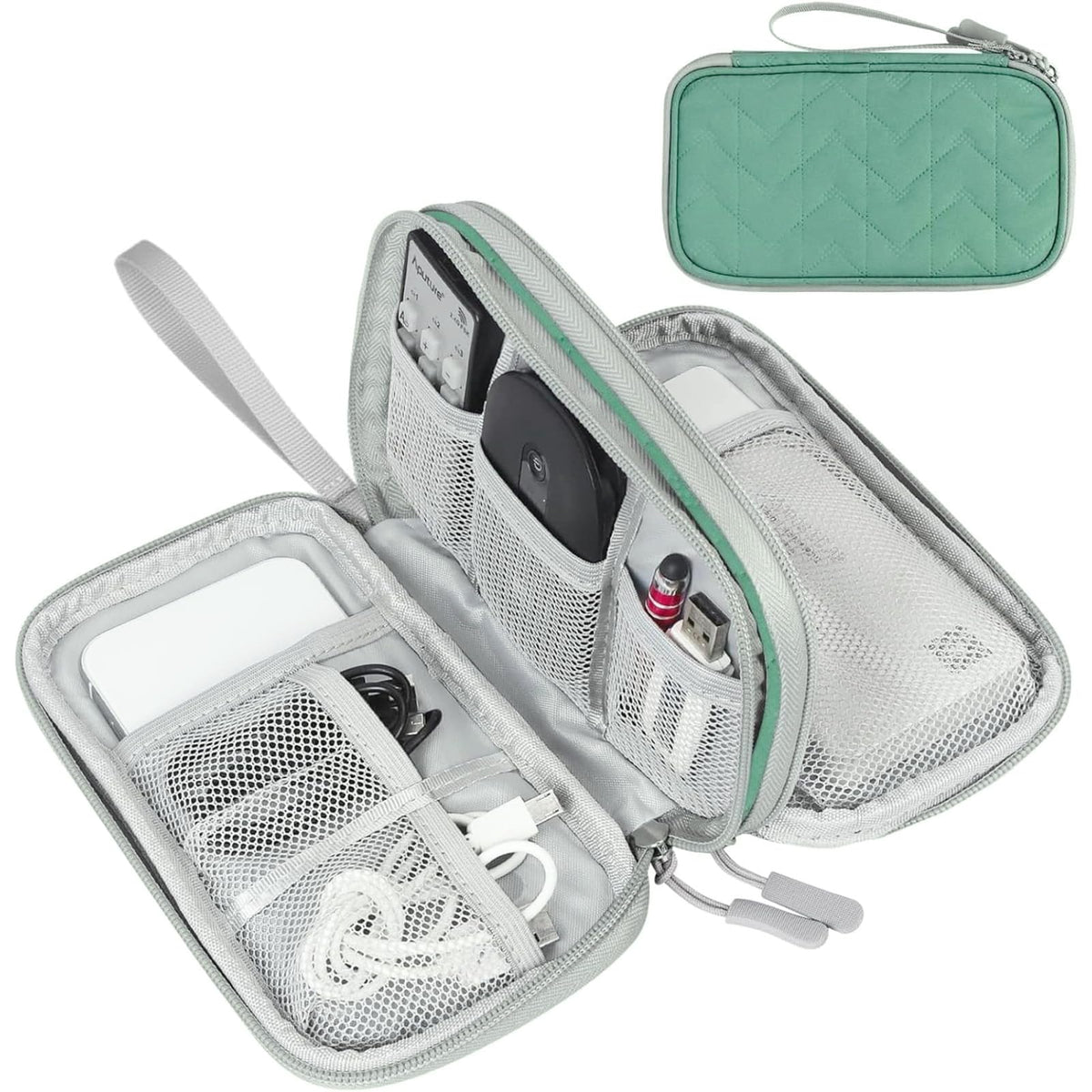 FYY Electronic Organizer, Travel Tech Pouch Bag, Large, Cyan