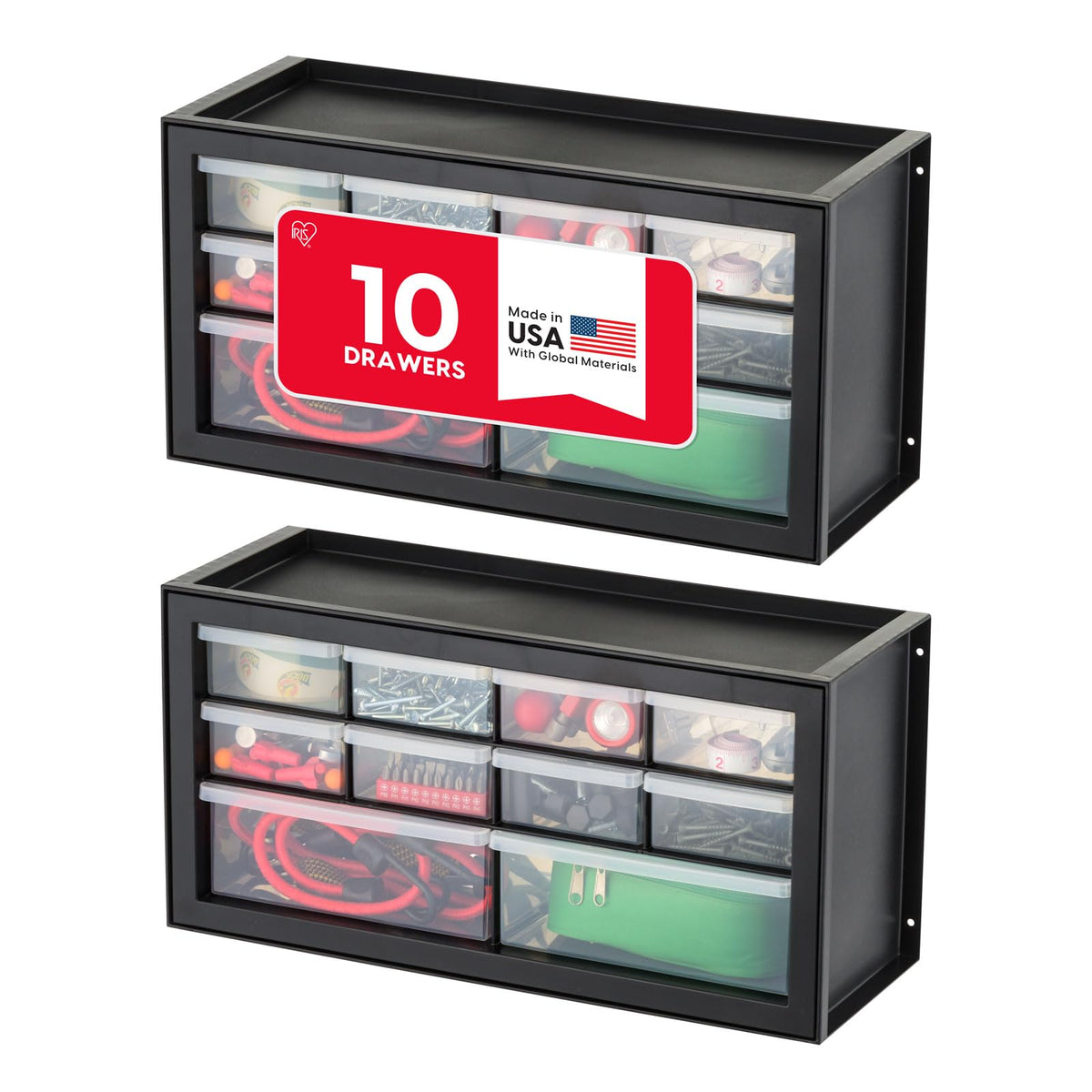IRIS USA 64-Drawer Screw Organizer, Hardware Storage, Made in USA, Black
