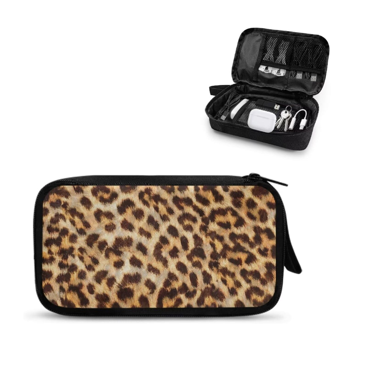 Cow Print Electronic Organizer Travel Cable Organizer Storage Bags for Data Cables, USB C Charger, SD Card, Hard Drive, Charging Cord, Mouse, Power Bank