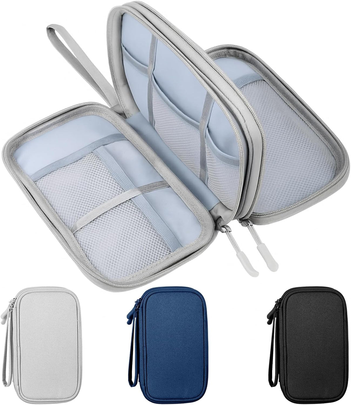 Sadnyy 3 Pcs Cable Organizer Travel, Double Layer Waterproof Pouch