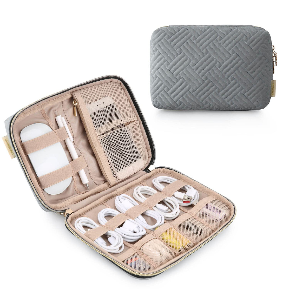 BAGSMART Large Electronics Travel Organizer Case for Wome, Polyester, Black