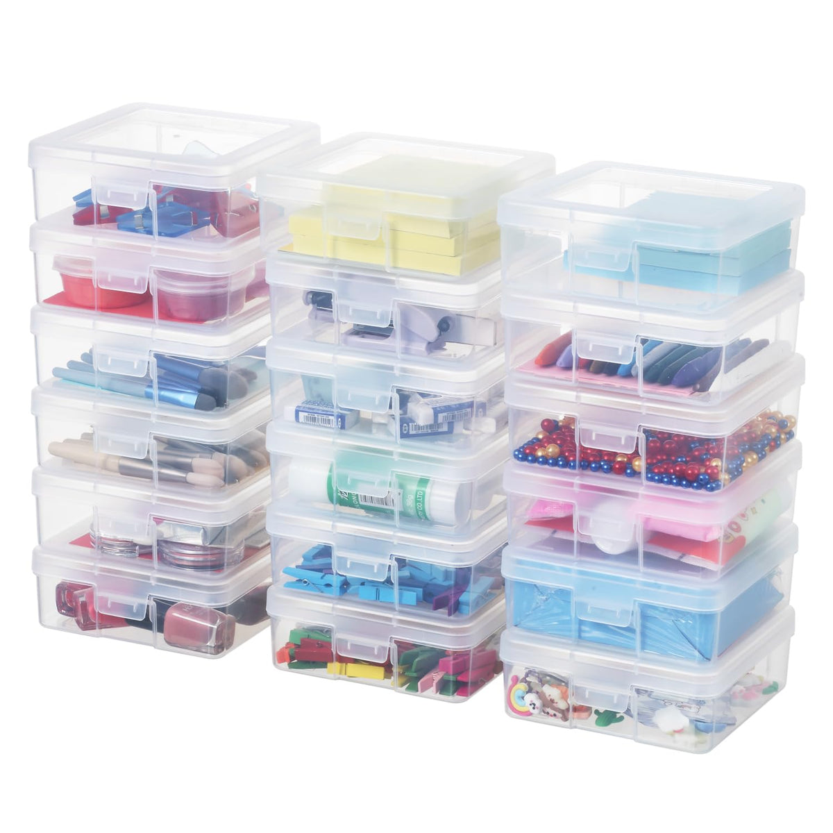 9 Pack Medium Plastic Hobby Art Craft Organizer,Clear Plastic Storage Containers with Latching Lid, for Pencil Box, Lego, Crayon