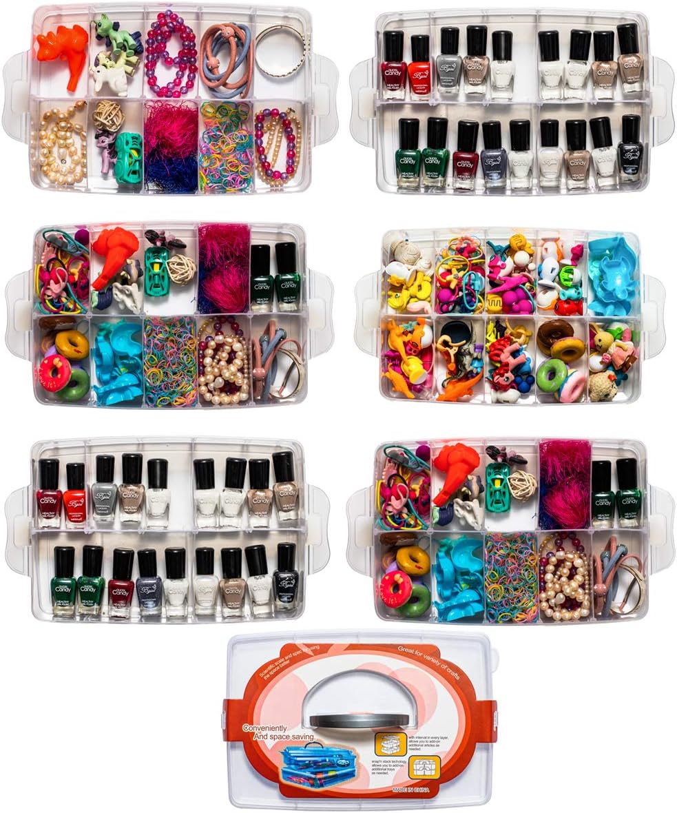 Sooyee 6 Tier Stackable Craft Organizers and Storage Box, Clear