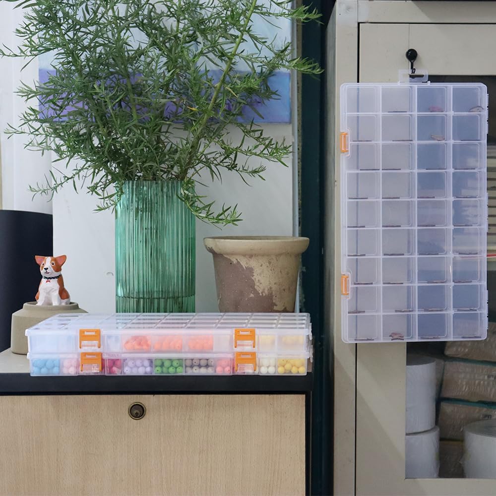 3 Pack 36 Grids Clear Plastic Storage Box with Dividers