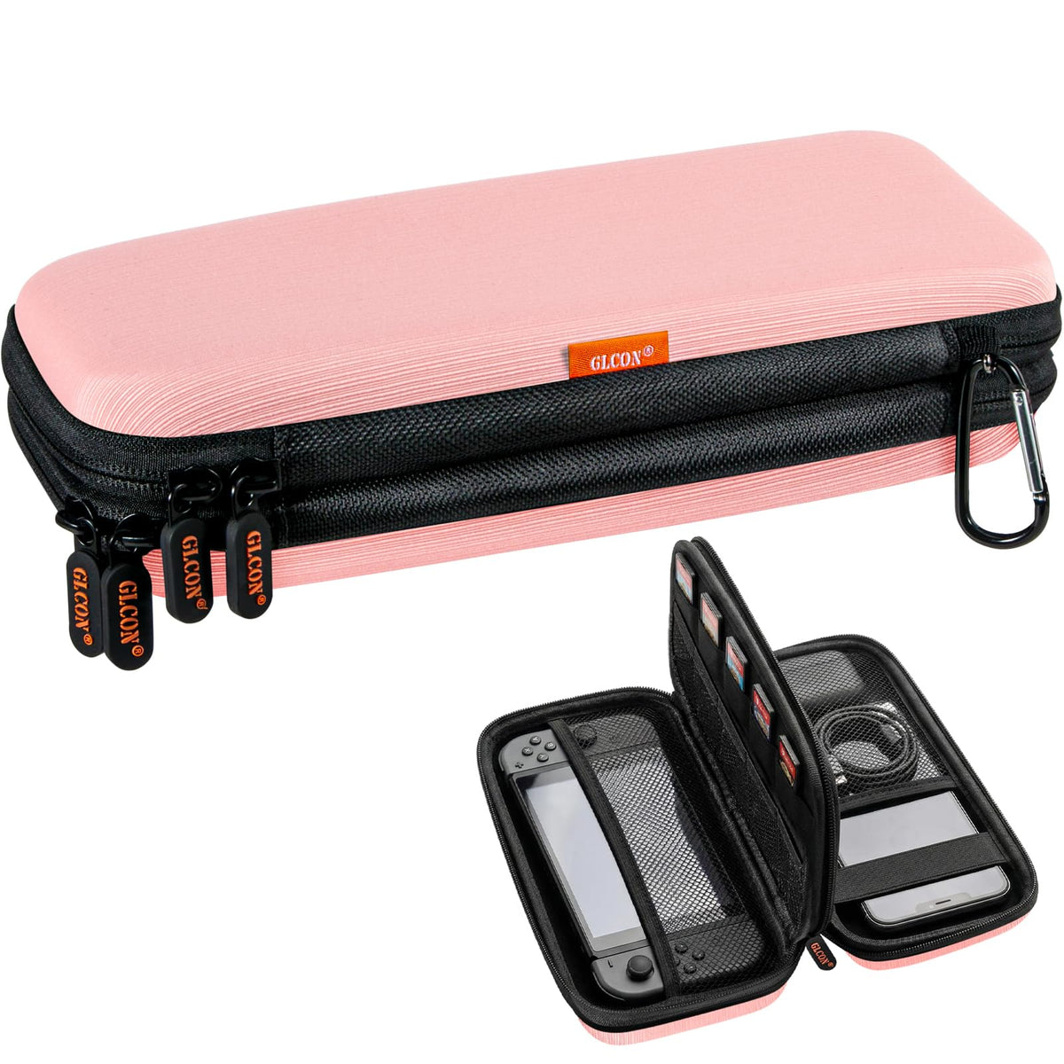 Red Double-Layer Hard Carrying Case, Electronics Organizer Travel Pouch