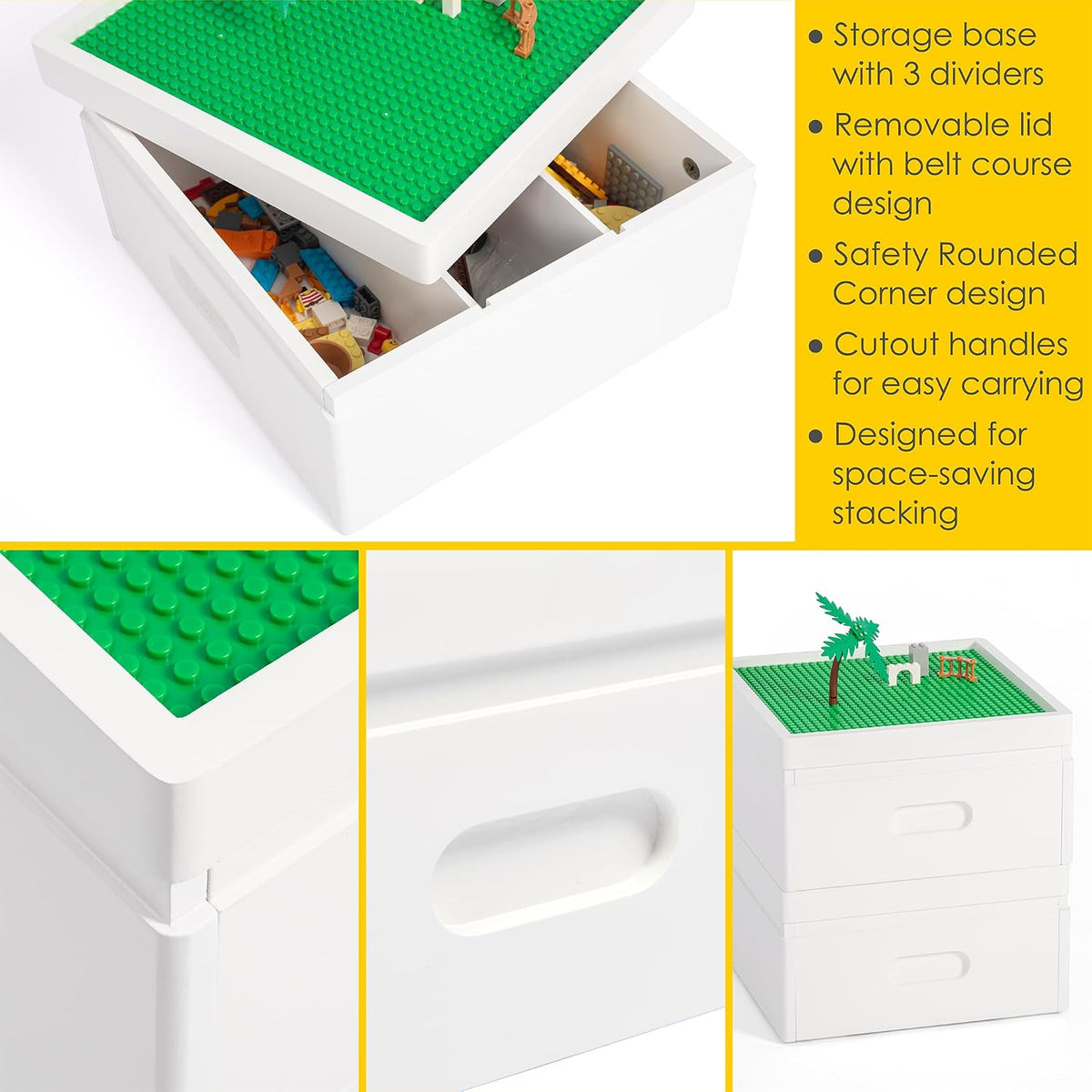 UTEX Buildable Cubby Storage with Baseplate Lid Compatible with Lego